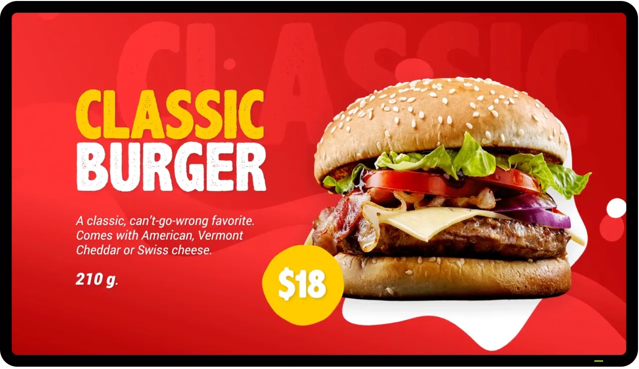 Sample digital menu